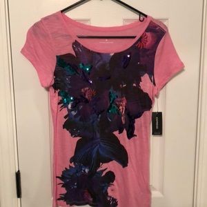 NWT Express sequin floral Tee